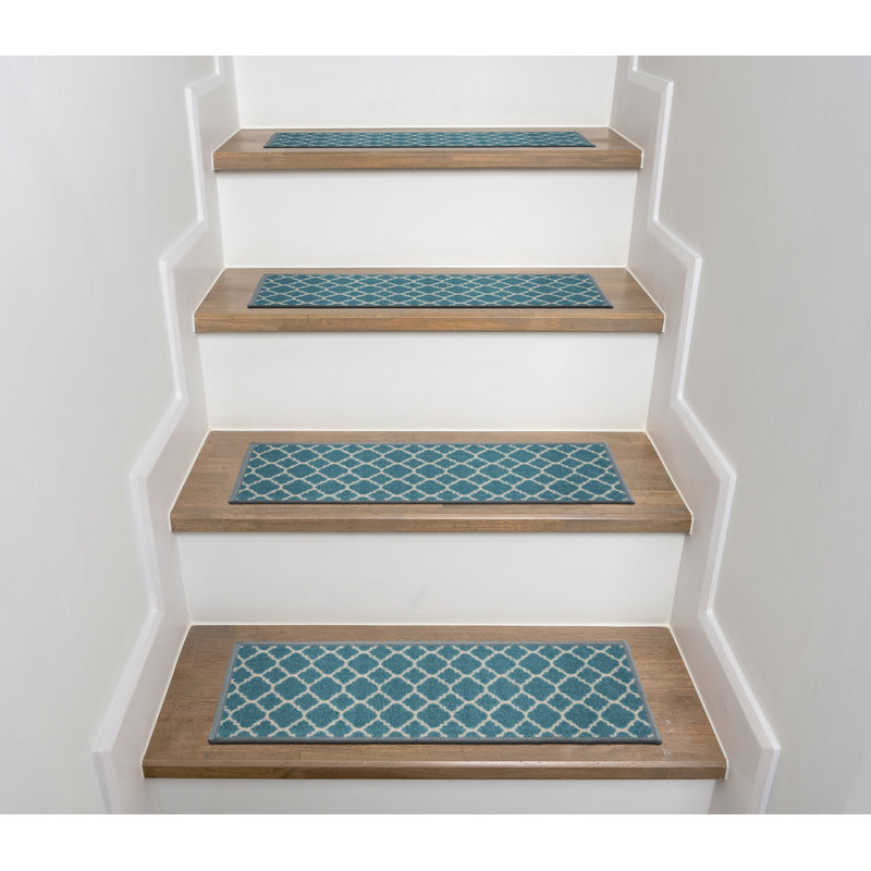 Rosecliff Heights Kamryn Sky Blue/White Stair Tread & Reviews Wayfair
